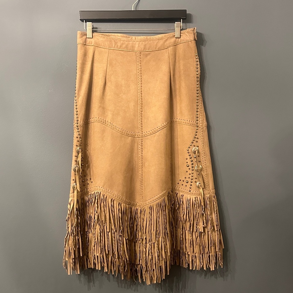 Double D Ranch Tan Suede Fringe Skirt